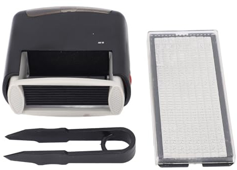 Självfärgad stämpel Personlig anpassningsbar automatisk gummistämpel med ljusröd bläck för kontorsskola hemmabruk Svart ABS 48x18mm