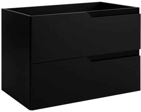 RODAN Waschbeckenunterschrank Schwarz Modern Badunterschrank 80 cm | Badezimmer Unterschrank mit 2 Schubladen, Aufbewahrungsschrank, 60×46×57 cm, Badschrank Matte Front