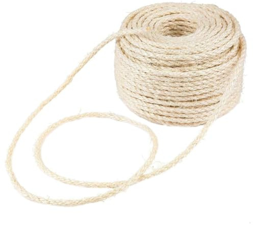Toyvian Natural Sisal Hemp Rope for Cat Scratcher Replacement, Flexible and Reusable for DIY Crafts and Gardening Projects, Sturdy Cat Scratching Post Accessory Random Color
