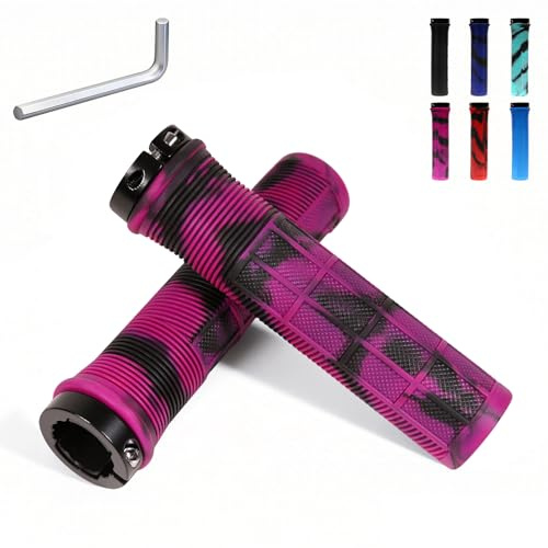 Binudum Bike Grips, Single Lock-on Bike Handlerbar Grips,Non-Slip-Rubber Hand Grip Comfortable Ergonomic,Replacement Bicycle Grips for Mountain,Ebike,BMX,Scooter and Wheel Chair