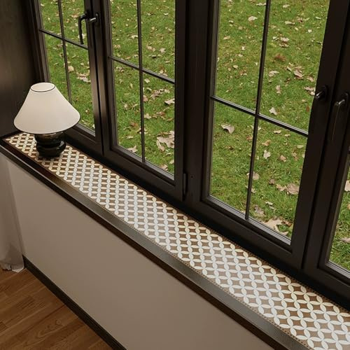 Protezione per davanzale Finestra Marrone Vintage, Protezione UV/Antipolvere/Impermeabile, Copertura per davanzale Finestra in PU Antiscivolo, rifinitura per Finestra a bovindo