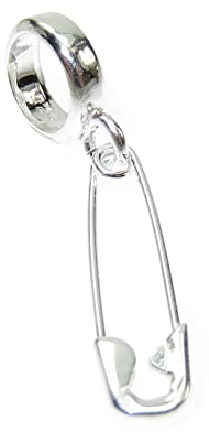 Sicherheitsnadel Sterling Silber Perlenanhänger .925 x 1 Öffnung Sicherheitsnadelanhänger