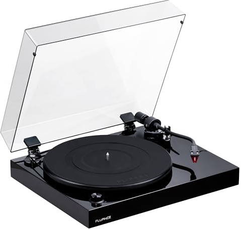 Fluance RT83 Reference High Fidelity Vinyl Turntable Record Player with Ortofon 2M Red Cartridge, Speed Control Motor, High Mass MDF Wood Plinth, Vibration Isolation Feet - Piano Black