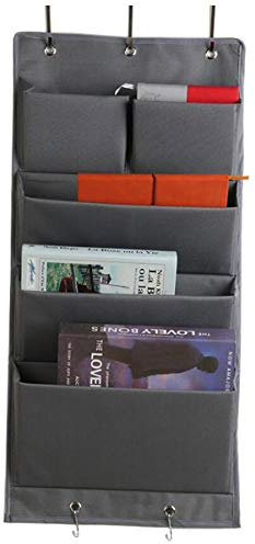 Hängeorganizer Tür Schrank Organizer aus Oxford Tuch Faltbar Hängeregal mit 5 Haken für Handtücher Hängeaufbewahrung mit 4 Große Fächer, Grau