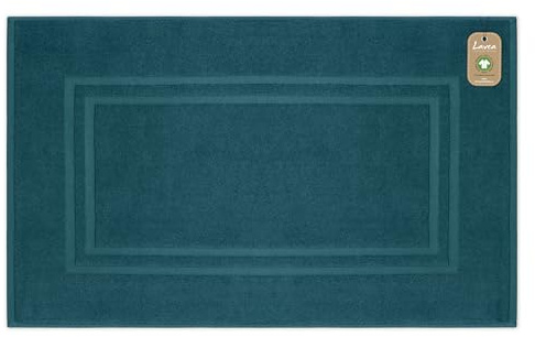 Lavea® Badematte 50x80 cm – Kiefergrün | Badezimmerteppich 100% Baumwolle, 800 g/m², saugstark, Badteppich, Badvorleger für Badezimmer – Frottierserie Bali