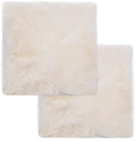 Stoelkussens 2 st 40x40 cm echt schapenvacht wit