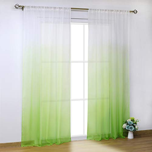 SCHOAL Gardinen mit Tunnelzug Transparente Vorhänge Voile Fensterschal Modern Farbverlauf 1 Stück BxH 140x145cm Grün
