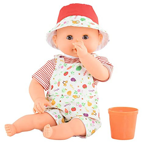 Corolle 9000100540 - Mon Premier Poupon Badebaby Calypso, Weichkörper-Badepuppe mit Becher, Schlafaugen, Vanilleduft, abnehmbare Kleider, 30cm, ab 18 Monaten geeignet, Behält den Daumen im Mund