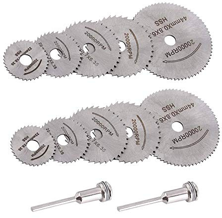 Saipor 12 stycken/2 set sågblad cirkelsågblad set rotationsverktyg | HSS Sågblad trä skärskivor cirkelsågblad för Dremel tillbehör för trä, plast, glasfiber, koppar, aluminium