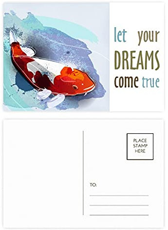 Japanischer Koi-Fisch Aquarell-Stil Dream Come True, Postkarten-Set Dankeskarte, 20 Stück