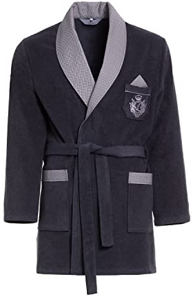 Revise RE-401 Short men's dressing gown - Warm and cosy - Smoking Jacket – Graphite C1 S