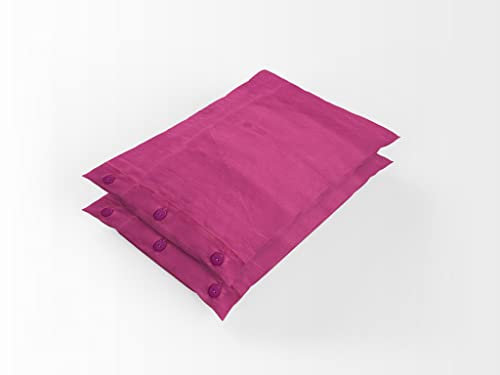 coppia di federe copricuscino art candy copriguanciale per cuscino da letto 50x80cm in fibra di cotone con chiusura laterali a bottone colorati tinta unita colore rosone fucsia