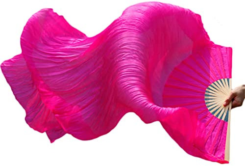 1 Paar/1 Stück Kunstseide Bauchtanz Schleier Fans Rippen handgefertigt gefärbt Leistung lange Fächer Bauchtanz Kunstseide Fans Figur 1 Paar 180 x 90 cm
