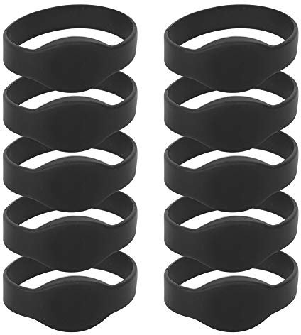 10 Pulseras RFID de 125 Khz, Resistente Al Agua, a Prueba de Polvo, Pulsera de Silicona para Tarjeta de Identificación para Piscina, Gimnasios, Control de Acceso (Black)