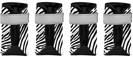 Suhoaziia Zebra-Druck, Haustier-Hundeschuhe, lässig, reflektierende Riemen, Hundeschuhe, rutschfest, verschleißfest, Haustier-Schuhe für kleine, mittelgroße und große Hunde, Wandern, Spazierengehen