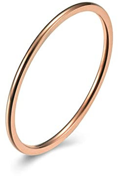 Beydodo Herren Ring Rosegold, Edelstahl Ring 1MM Schmal Bandring Freundschaftsring Rosegold Ring Personalisiert Gr.49 (15.6)