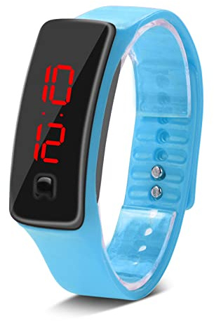 Naroote Reloj Deportivo Digital, Pulsera con Pantalla Electrónica, Duradero para Hombres y Mujeres (Azul Claro)