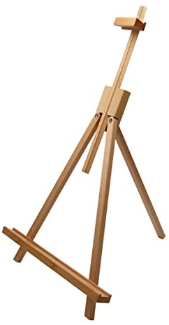 Paintersisters Display Staffelei Prato, Tischstaffelei aus Buchenholz, Sitzstaffelei für Keilrahmen bis 70 cm, klappbarer Bildhalter, Ministaffelei, Dreibein