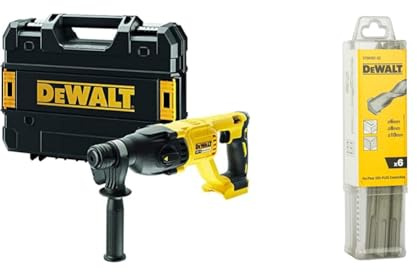 DEWALT - Perforateur-Burineur SDS-PLUS Brushless 2.6J 18V - DCH133NT-XJ - Sans Fil avec Coffret TSTAK et Débrayage de Sécurité - Diamètre de Perçage Max. 13mm - Vitesse & Jeu de 6 Forets SDS-PLUS