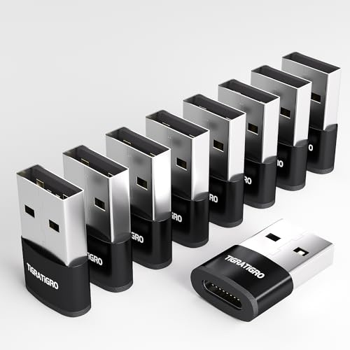 tigratigro Adattatore USB C Femmina a USB Maschio, Connettore Cavo Caricatore Tipo C,Adattatore USB Tipo C OTG per iPhone 11-12-13-14-15,SE,iPad Mini 6 Air 4 5,Galaxy S20-S21-S22-S23 (9, Nero)