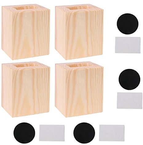 BQLZR 7,5 x 5,5 x 8 cm, alzata in legno chiusa, per tavoli e scrivanie, letti, sollevatori per mobili da 4 x 2,5 cm fino a 5 cm, confezione da 4