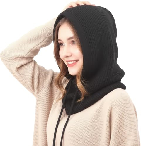 HEYANN Mütze Damen Winter,Balaclava Hut Kapuzen-Schal Sturmhaube Winter Kaschmir Strickmütze Mütze Skimaske Skimütze Outdoor Winddichter Hut Frauen Sturmhaube Kapuze Hut