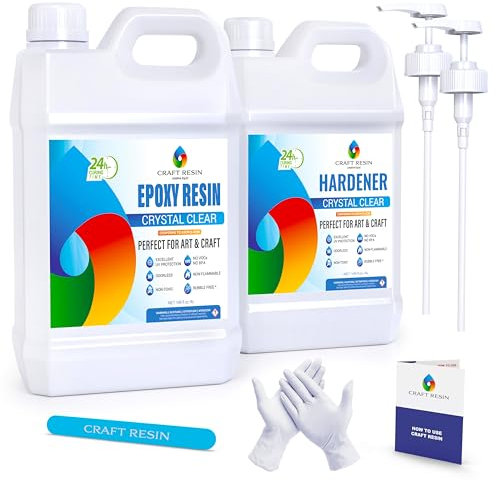 Craft Resin 8L Epoxidharz Set - Transparent Epoxid Harz, Harz Gießen & Härter für Kunstwerke Gießharz, DIY, Holz, Untersetzer & Gießformen, Lebensmittelsicheres - Hitze & UV-Beständig