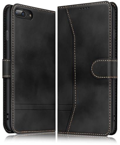 JeQueen Handyhülle für iPhone 8 Plus / 7 Plus Hülle Premium PU Lederhülle Magnet Flip Case mit RFID-Blockierung Wallet Kartenfach Standfunktion Stoßfeste Klapphülle - für iPhone 7/8 Plus (Schwarz)