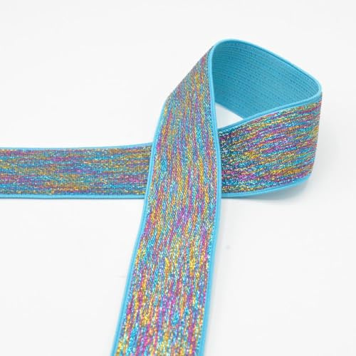 Glitzer Gummiband 40 mm weich elastisch | Glitzerband mit Lurex | Bundgummi für Röcke Hosen Kleidung DIY Nähen | 1 m Stücke, Meterware oder Farbsets (multicolor)