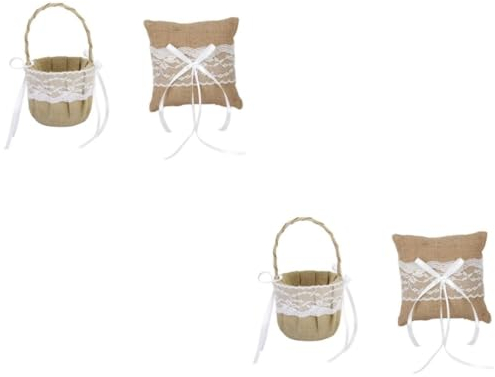 Garneck 2-teiliges Set Elegantes Blumenkorbkissen Mit Spitzenbesatz 15 2 cm Sackleinen Jute Träger Landhaus-hochzeitsdekor Für Feiern