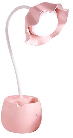 OSALADI LED Schreibtischlampe Blumen Design mit Touch und USB Stifthalter Kunststoff Sicher für Büro Zuhause Arbeitszimmer