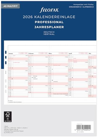 Filofax A5 Professional årsplan. (tyska) 2026