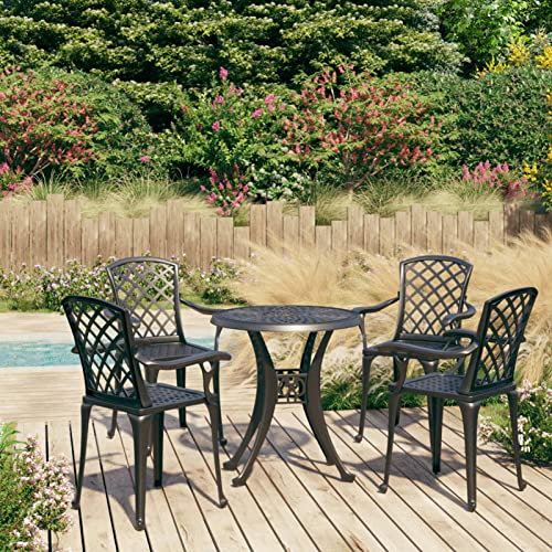 Homgoday 5-teiliges Bistro-Set aus schwarzem Aluminiumdruckguss, Gartentisch und Stühle im Freien, Gartenmöbel, Garteness-Set Z