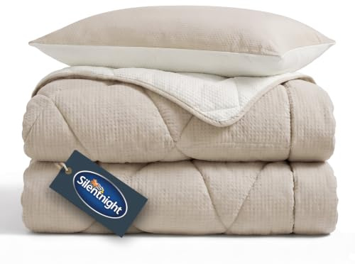 Silentnight Summer Breeze Coverless 2.5 Tog Duvet, Cream Taupe, Single | Seersucker, Summer Lightweight, Reversible, Includes Matching Pillowcase, Machine Washable
