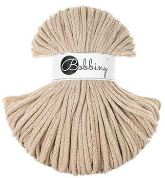 Bobbiny Premium Cords 5 mm - Rope-Garn 100 m 100% Baumwolle (Warm Beige)