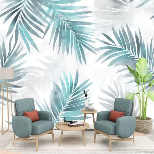 Photo murale Feuilles de palmier à l'aquarelle Style bohème 200 x 140 cm - Papier peint non tissé pour enfants et adultes - Image panoramique Déco Maison Chambre