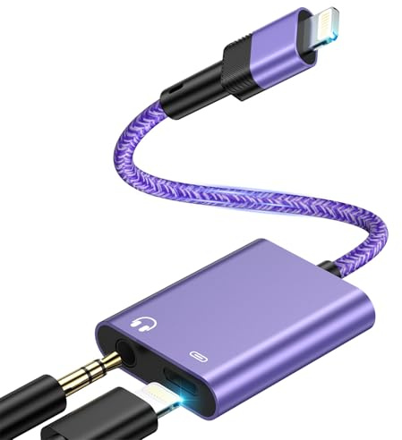kigpozi Kopfhörer Adapter für iPhone,2 in 1 Auf iPhone Kopfhörer Aux Audio | Kopfhörer Aux Audio Kabel Splitter Adapter Dongle Kompatibel mit iPhone 14/13/12/11/XS/XR/X 8/iPad,Unterstützung aller iOS