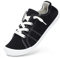 STQ Canvas Shoes Women Trainers Ladies with Memory Foam Low Top Sneakers Orthopedic Walking Plimsolls Footwear Non Slip Comfort Sports Fashion Casual Black UK 6 / US 8