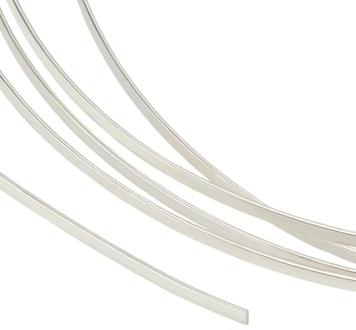 BENECREAT 0.5m 999 Filo D'Argento Sterling, Filo per Perline Piatte, Morbido e 1.2mm, Filo D'Argento Piatto Artigianale per La Creazione di Gioielli