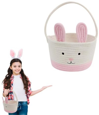 Cestini Pasquali,Porta Uova di Pasqua - Adorabili Sacchetti Pasquali, Cestino Pasqua con Design di Coniglietto, Cestini per Decorazioni Pasquali per Casa