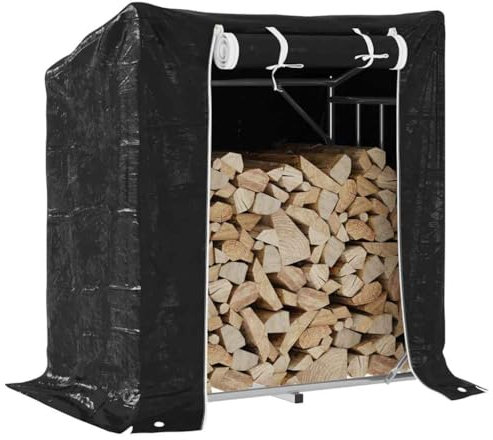 Xichuzi Brennholzregal mit Regenschutz 101x61x110,5 cm Verzinkter Stahl, Kaminholzregal Aussen, Holzstapelhilfe, Carport, Sichtschutz Garten, Kaminholzregale - 4104937
