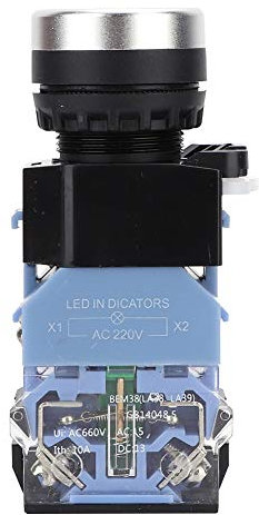 TOOLSGO 10 pezzi Interruttori a pulsante piatto con ripristino automatico Interruttore a pulsante da 22 mm 220VAC con luce verde per controllo elettrico industriale