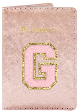 JEKUGOT Reisepasshülle, personalisierbar, PU-Leder, Reisebrieftasche, niedlicher Reisepasshalter, Reisepasshülle für Damen, hält Kreditkarten, Bordkarten (Pink A), Pink-g