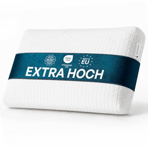 KAMASANA Seitenschläferkissen 40 x 80 cm, Höhe 16 cm – Orthopädisches Nackenstützkissen – Memory Foam Kopfkissen – ergonomisches Kissen mit weicher und Fester Seite