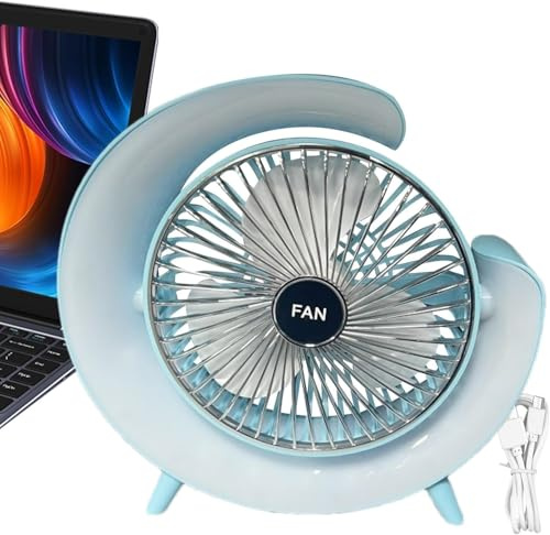 Ventilatore da scrivania silenzioso – 1800 mAh USB ricarica silenzioso ventilatore da scrivania | potente ventola di raffreddamento personale con luci RGB, ventola di circolazione 'aria per calde