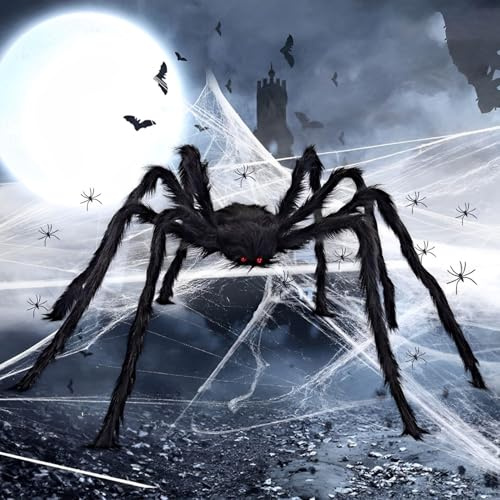 VIDSTW 11 Pezzi Halloween Decorazioni Ragni Finti con 100G Ragnatele Halloween Ragno Realistico e Ragnatela Decorazione per Scherzi Festa per Soggiorno Camera da Letto Casa Stregata Aula