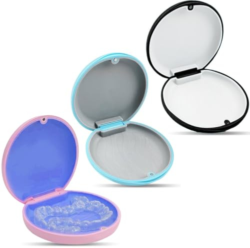 JEYORZY 3 PCS Boîte de Rangement Prothèses, Boite Appareil Dentaire, Etui pour Dentaires Ultra, Boîte A Dentier, Boîte Gouttiere Dentier, Cas de Retenue pour Gouttières, Étui pour Appareil Dentaire