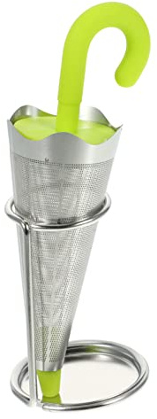 LIGIGWASH Tea Strainer Umbrella Shape Stainless Steel Tea Infuser Green Silicone Handle Reusable Brewing at Home