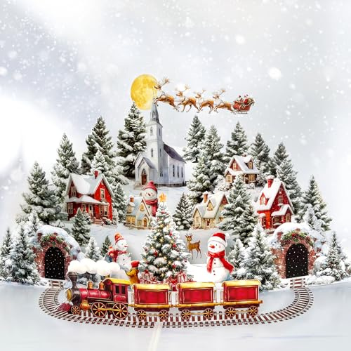 Hierein Weihnachtskarte Pop Up, Weihnachten Schneemann Wald Weihnachtskarten für Frau Mann Mutter Ehefrau Ehemann Kinder Freund, 3D Weihnachten Karte Weihnachtsgeschenke, Christmas Card