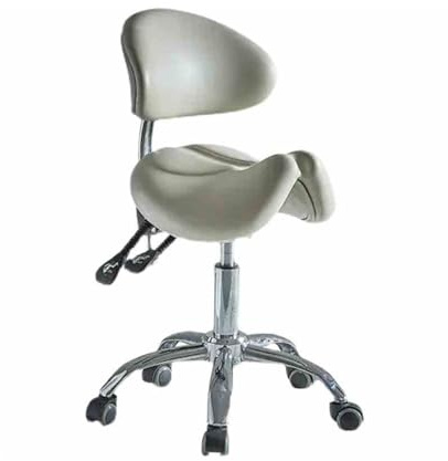 Sgabello da sella ergonomico con supporto posteriore, girevole a 360° e regolazione idraulica dell'altezza, ideale per cliniche di bellezza, uso domestico e ufficio, supporta fino a 200 kg